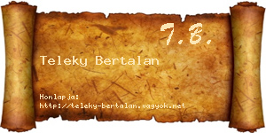 Teleky Bertalan névjegykártya